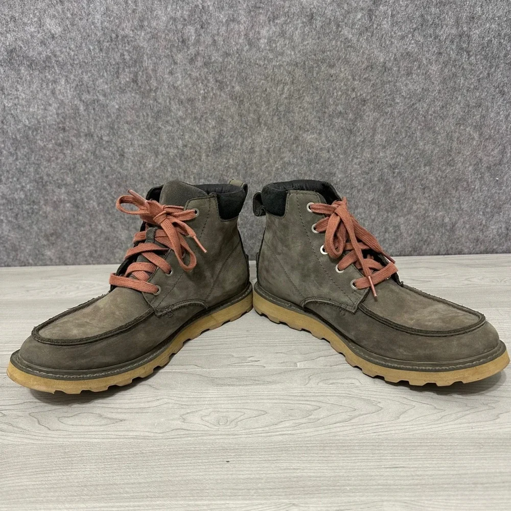 Sorel Madson II Moc Toe Boot Mens 7.5 Coal Grey Waterproof Leather Casual